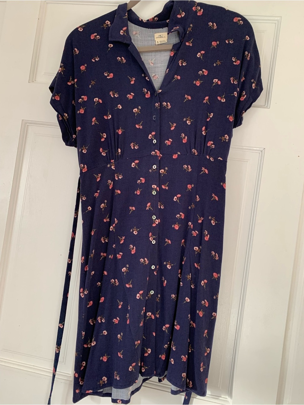 O'Neill Navy Midi Dress with Pink Floral Print